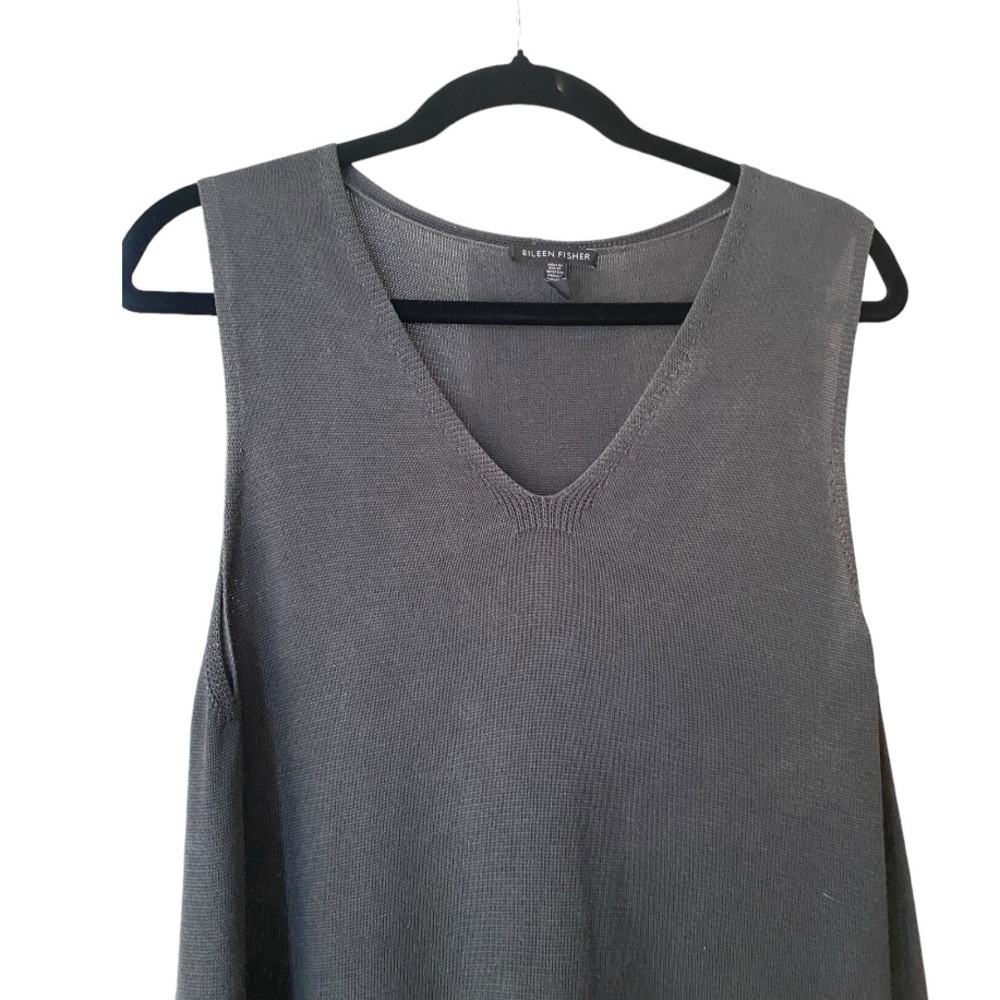 Eileen Fisher Top Sz M Charcoal Tencel Knit Tunic Lagenlook Minimalist Office - Picture 9 of 16